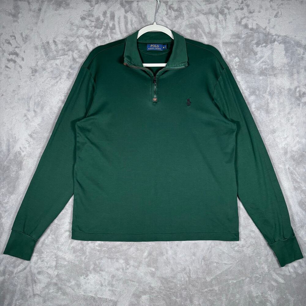 Men’s Polo Ralph Lauren Green Quarter Zip Cotton Pullover Medium